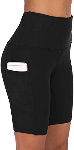 COTOP Pantalones cortos de yoga para correr, pantalones cortos deportivos de cintura alta con bolsillos laterales para mujeres ( M )