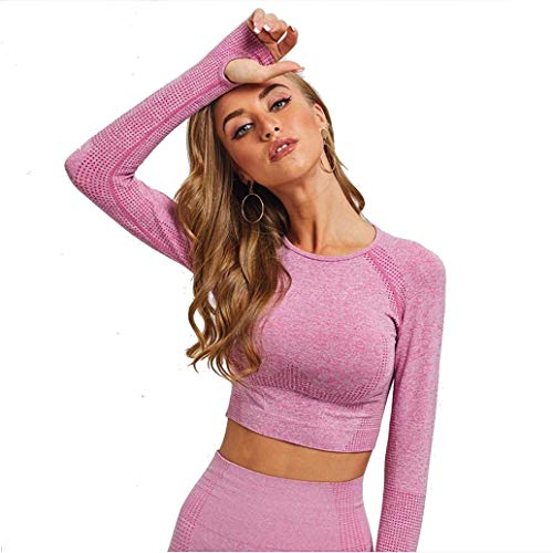 CrisKat Chándal mujer Conjunto deportivo mujer Conjunto Cintura Alta Leggings para Running Fitness Yoga Leggings (Conjunto Rosa, S)