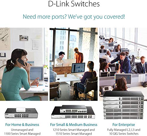 D-Link DGS-1024D - Switch 24 Puertos Gigabit (LAN RJ-45, sin gestión, 1000 Mbps por Puerto, QoS, Carcasa metálica, Montaje en Rack para pymes) Color Negro y Plata