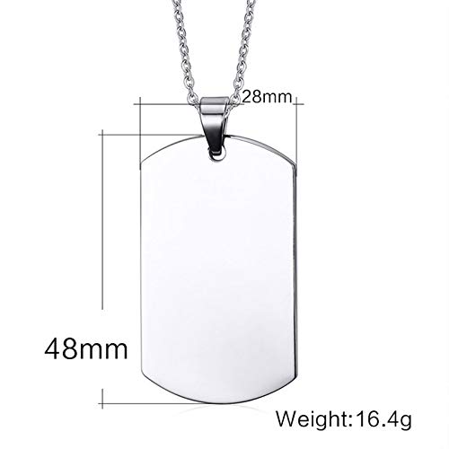 Daesar Joyería Acero Inoxidable Colgante Collar Hombre Placa de Militar Dog Tag ID Pendant