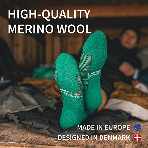 DANISH ENDURANCE Calcetines Ligeros de Senderismo y Trekking de Lana Merino 1 par (Amarillo/Gris Guijarro, EU 43-47)