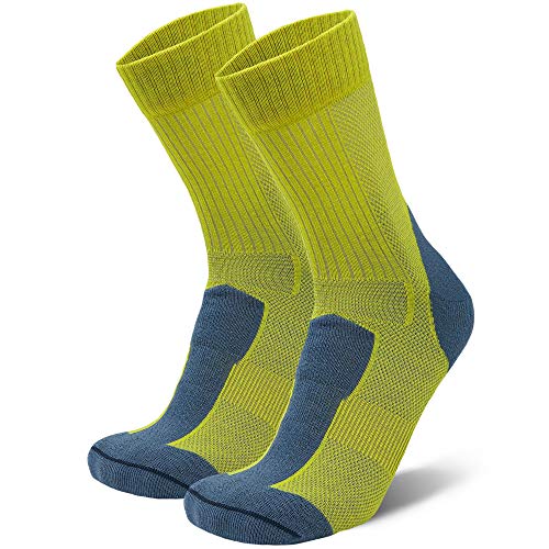 DANISH ENDURANCE Calcetines Ligeros de Senderismo y Trekking de Lana Merino 1 par (Amarillo/Gris Guijarro, EU 43-47)