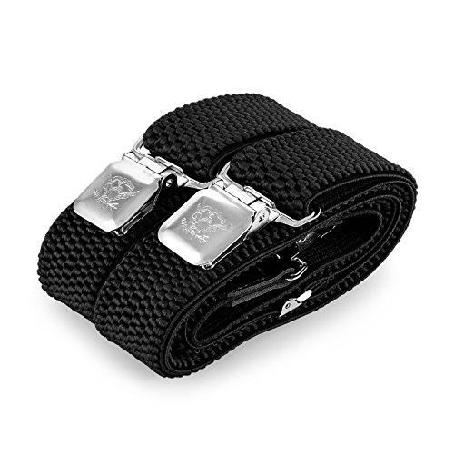 Decalen Tirantes Hombre Elásticos Ancho 40 mm con Clips Extra Fuerte Una Talla Para Todos (Negro)