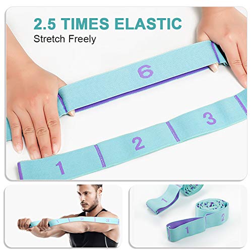 DEHUB Bandas Elasticas Fitness, Banda de Estiramiento de Yoga para Ni&Ntilde s y Adultos, Banda Elástica de Resistencia con 11 Anillos, para Pilates, Yoga, Fitness, Gimnasia, Crossfit y Danza.