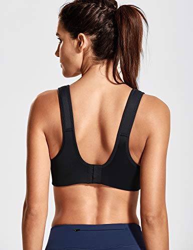 DELIMIRA Mujer Sujetador Deportivo Talla Grande de Alto Impacto Copas Moldeadas con Aros Negro ES:110D (EU 95D)