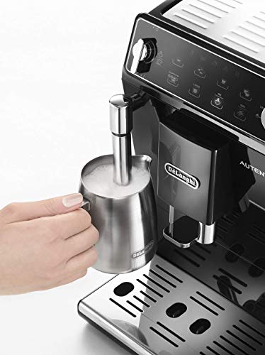 De'longhi Autentica - Cafetera Superautomática para Espresso y Cappuccino, 2 Tazas, Depósito de Agua de 1.3 l, Molinillo de Café Silencioso, Sistema de Auto-apagado, 1450 W, ETAM 29.510.B, Negro