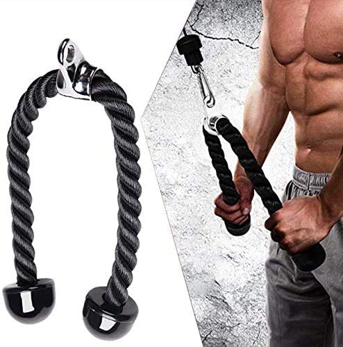 Deluxe tríceps Cuerda, Máquina Cable Anexos Mango de la Cuerda Gimnasio Heavy Duty tríceps Cuerdas Peso Pesado la máquina Accesorios de tríceps con Acero Inoxidable Gancho, Gimnasio en casa