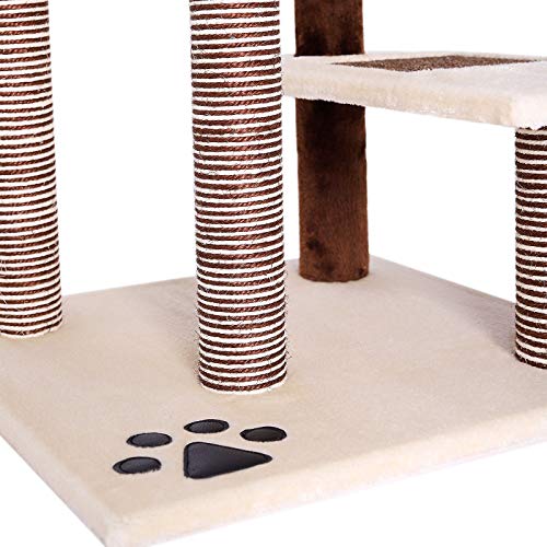 dibea Árbol rascador para Gatos, 100 cm de Altura (Bicolor), Beige/marrón