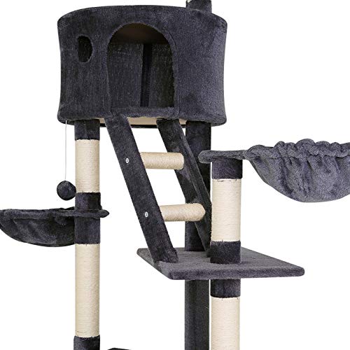 dibea KB00403 Árbol Rascador Escalador para Gatos, 240-260 cm, Altura Ajustable del Techo Gris