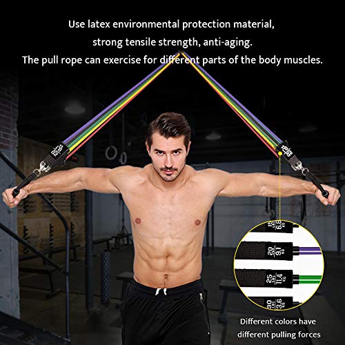 Directtyteam Exercise Resistance Bands Set,11 Pcs Pull Rope Set Elastic Tube Resistance Training Equipment Pull Belt Latex Resistance Rope for Home Gym Fitness