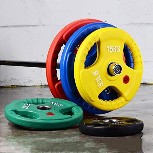 Discos de Pesas Discos Olímpicos 10kg / 15KG / 20kg / 25kg placas con barra individual 3 agujeros Pesas Pesas de disco for placas Home Fitness Gym pesas con mancuernas Peso Barra Discos de Pesas para