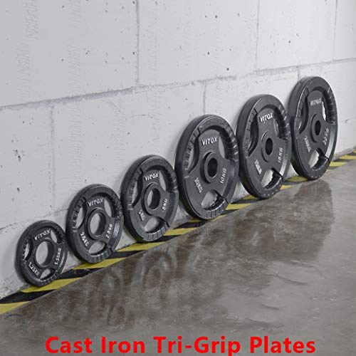 Discos de Pesas Discos Olímpicos Placas con barra estándar de 2 pulgadas Peso Grip placas, solo con mancuernas con barra placas de peso Placas for Olímpico Barbells for la fuerza trainin Negro Discos