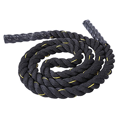 DOBEN Cuerda de Batalla – 3 m x 25 mm/38 mm/50 mm – Cuerda de Entrenamiento de Fuerza Corporal – Cuerda de Entrenamiento de Fitness – Cuerda de Salto Pesado, 25MM-Black, 25MM-Black