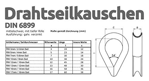 Drahtseile24 - Cuerda de alambre con guardacabos, cable de acero con guardacabos - cuerda de tope, cable de acero con ojales, galvanizado, Ø 16mm / 2.700kg Nutzlast | 8m, plata, 1