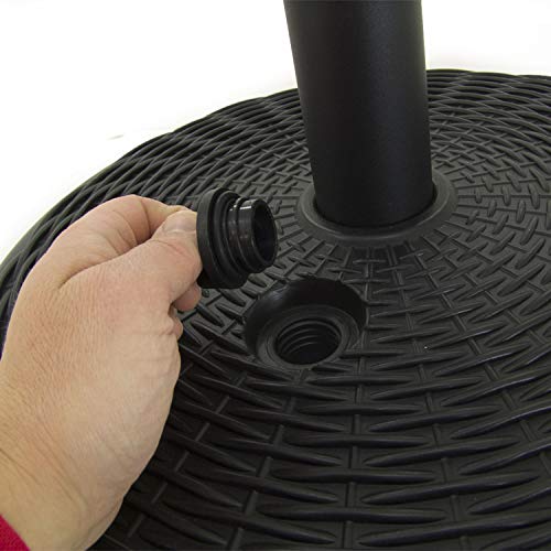 Edenjardi Base para Parasol de jardín rellenable Redonda en Color Negro, Tamaño: 50x50x14 cm, Peso: 50 Kg, Mástil de 32 a 48 mm,Material: Polietileno de Alta Densidad (HDPE)