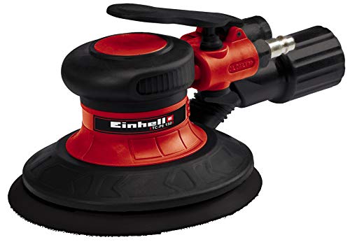 Einhell TC-PE 150, Lijadora excéntrica de aire comprimido (diámetro del disco de lija de 150 mm, palanca de ajuste continuo, incluye 6 papeles de lija, boquilla y llave dinamométrica)