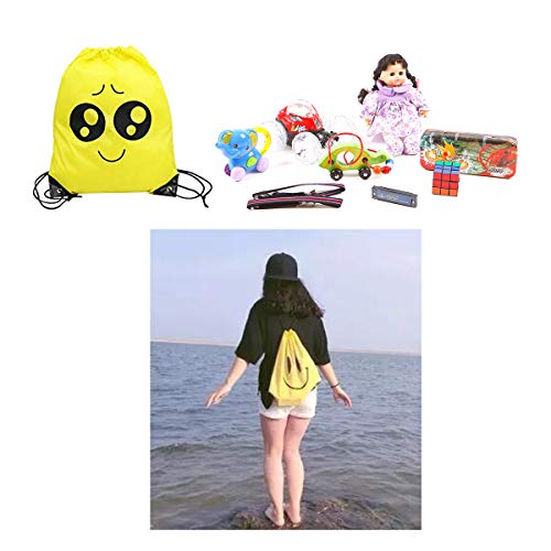 Emoji Bolsas de Cuerdas,TANGGER 10 Piezas Bolsa de gimnasio Emoji para niños Bolsas de fiesta de cumpleaños Bolsa de regalo Artículos de fiesta Regalo de Navidad