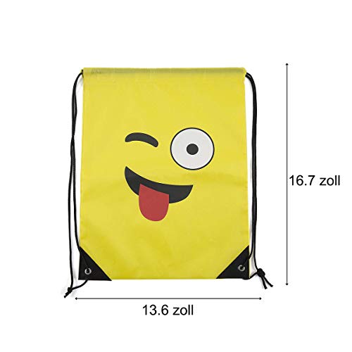 Emoji Bolsas de Cuerdas,TANGGER 10 Piezas Bolsa de gimnasio Emoji para niños Bolsas de fiesta de cumpleaños Bolsa de regalo Artículos de fiesta Regalo de Navidad