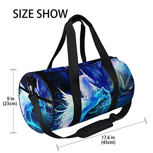 Eslifey White Unicorn and Pegasus Forest Fitness - Bolsa de deporte para hombre y mujer