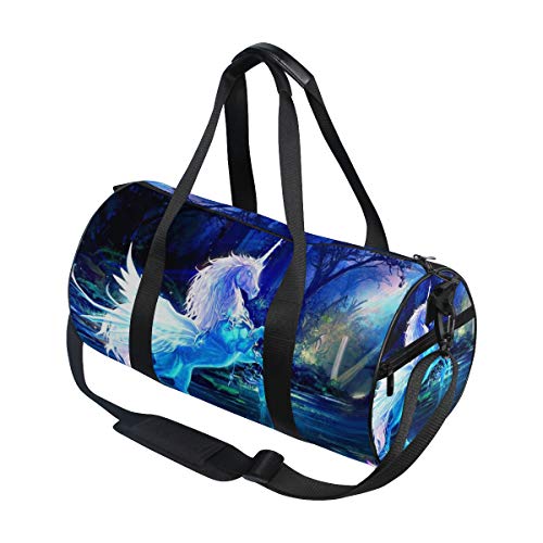 Eslifey White Unicorn and Pegasus Forest Fitness - Bolsa de deporte para hombre y mujer