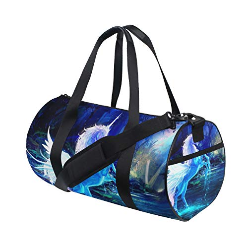 Eslifey White Unicorn and Pegasus Forest Fitness - Bolsa de deporte para hombre y mujer