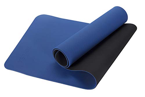 Esterilla de yoga profesional Hegg, acolchada y antideslizante, esterilla de gimnasia para yoga, pilates, deportes, gimnasia y entrenamiento, azul y negro