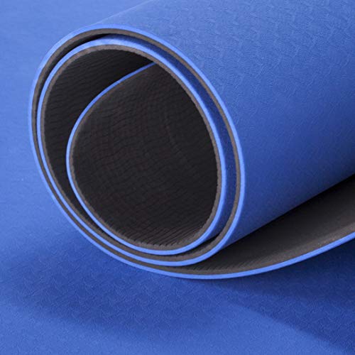 Esterilla de yoga profesional Hegg, acolchada y antideslizante, esterilla de gimnasia para yoga, pilates, deportes, gimnasia y entrenamiento, azul y negro