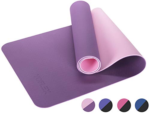 Esterilla de yoga profesional Hegg, acolchada y antideslizante, esterilla de gimnasia para yoga, pilates, deportes, gimnasia y entrenamiento, azul y negro