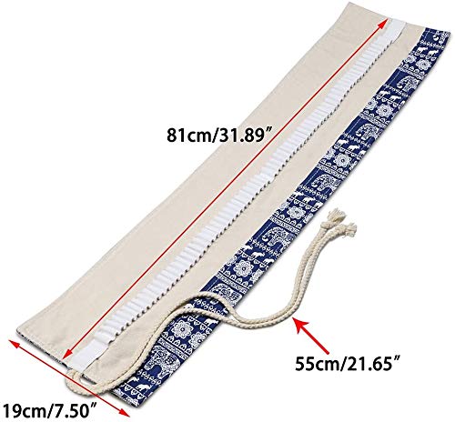Estuche Bolsa Lápices, INTVN envoltura de Lienzo lápiz Lápices de colores Organizador Lápiz Papelería bolsa para Oficina Escuela Sketch, 72 agujeros (lápices no incluidas) (Elefante)