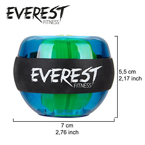 EVEREST FITNESS Bola energética para el Entrenamiento de la Musculatura de la Mano y del Brazo con Cinta de Agarre y Carcasa de Material plástico Muy Resistente - Entrenador Manual, Bola giratoria