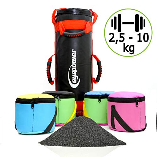 EYEPOWER 2,5-10kg Power Bag 17x45cm Saco de Arena para Entrenamiento con Pesa Rojo