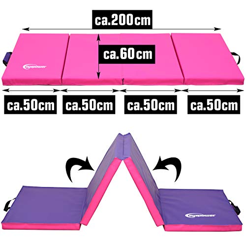 EYEPOWER Colchoneta de Entrenamiento Gimnasia XL 200x60x5cm Plegable Rosa