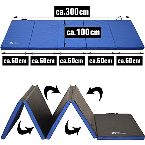 EYEPOWER Colchoneta de Entrenamiento Gimnasia XXL 300x100x5cm Plegable Azul