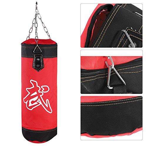 Fafeims Saco de Boxeo Pesado vacío MMA Boxeo Kickboxing Entrenamiento Entrenamiento Bolsa de Arena con Cadena de Montaje(1.2m-Rojo)