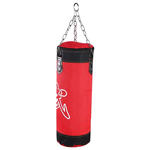 Fafeims Saco de Boxeo Pesado vacío MMA Boxeo Kickboxing Entrenamiento Entrenamiento Bolsa de Arena con Cadena de Montaje(1.2m-Rojo)