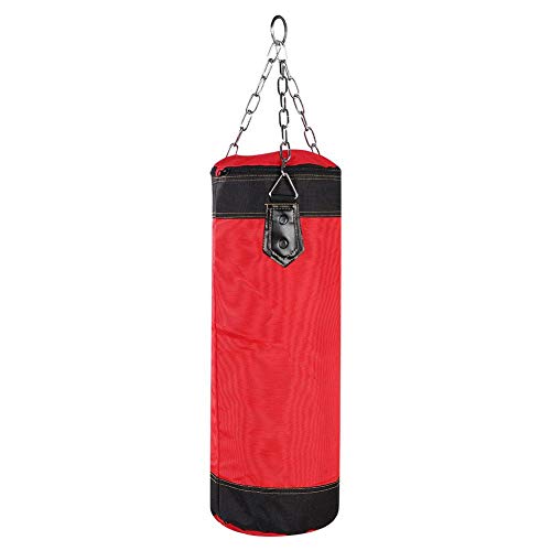 Fafeims Saco de Boxeo Pesado vacío MMA Boxeo Kickboxing Entrenamiento Entrenamiento Bolsa de Arena con Cadena de Montaje(1.2m-Rojo)