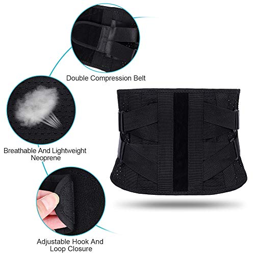 Faja Lumbar para la Espalda, Cinturon Lumbar Ajustable con Bandas de Soporte de Aluminio, Soporte Lumbar para Hombre y Mujer, Alivio del Dolor de la Ciática y Prevención de Lesiones