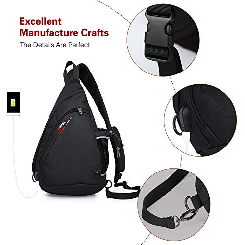 FANDARE Unisexo Bolso Pecho, Impermeable Bandoleras Cruzada, Gimnasio Hiking Gym Bag Ciclismo Bolso, Senderismo Bolso Bandolera Hombre/Mujeres Impermeable Poliéster Negro