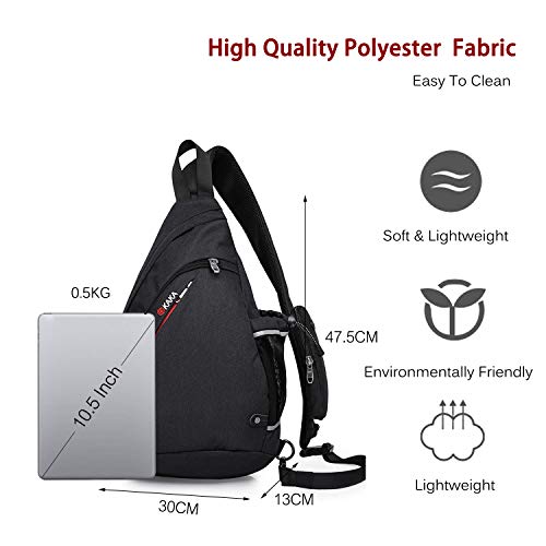 FANDARE Unisexo Bolso Pecho, Impermeable Bandoleras Cruzada, Gimnasio Hiking Gym Bag Ciclismo Bolso, Senderismo Bolso Bandolera Hombre/Mujeres Impermeable Poliéster Negro