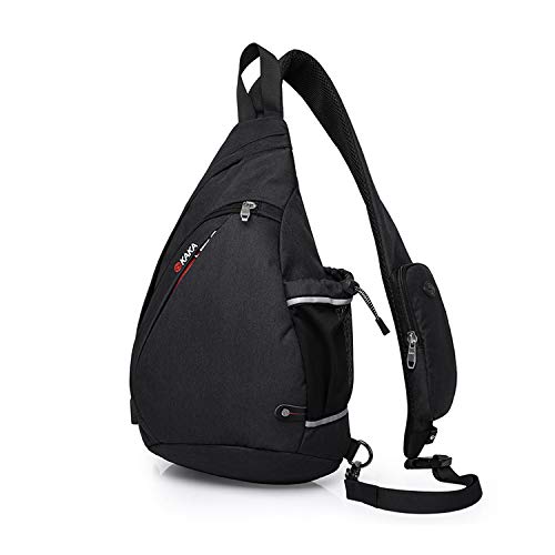 FANDARE Unisexo Bolso Pecho, Impermeable Bandoleras Cruzada, Gimnasio Hiking Gym Bag Ciclismo Bolso, Senderismo Bolso Bandolera Hombre/Mujeres Impermeable Poliéster Negro