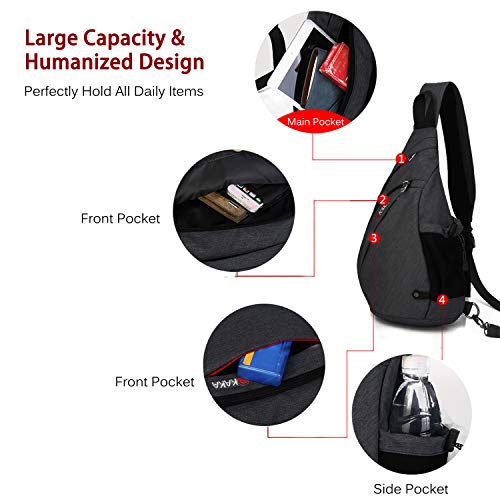 FANDARE Unisexo Bolso Pecho, Impermeable Bandoleras Cruzada, Gimnasio Hiking Gym Bag Ciclismo Bolso, Senderismo Bolso Bandolera Hombre/Mujeres Impermeable Poliéster Negro