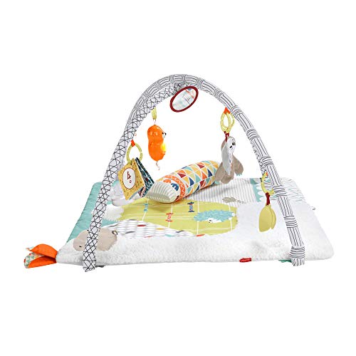 Fisher-Price Gimnasio sensorial llama, manta de juego para bebés recién nacidos (Mattel GKD45)