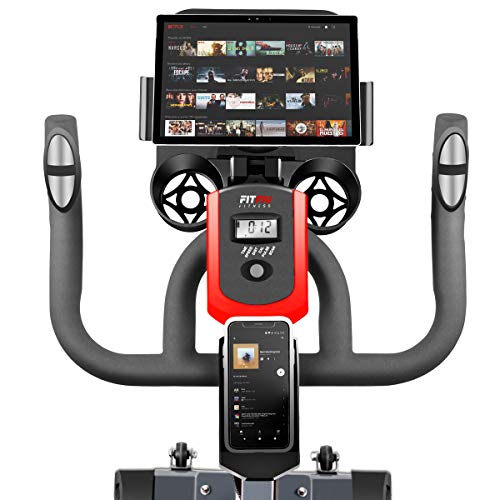 FITFIU BESP-100 - Bicicleta Spinning Indoor resistencia regulable con disco inercia 16kg, Bici Entrenamiento Fitness con sillín ajustable, Pulsómetro y pantalla LCD