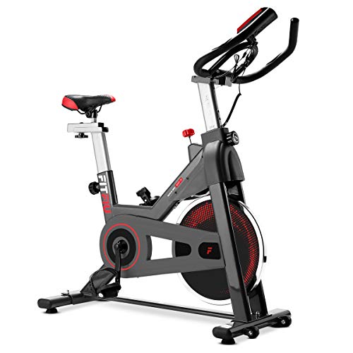 FITFIU BESP-70 - Bicicleta Estática Spinning con disco inercia 13kg, pantalla LCD y Pulsómetro, Bici Entrenamineto Fitness indoor con sillín ajustable