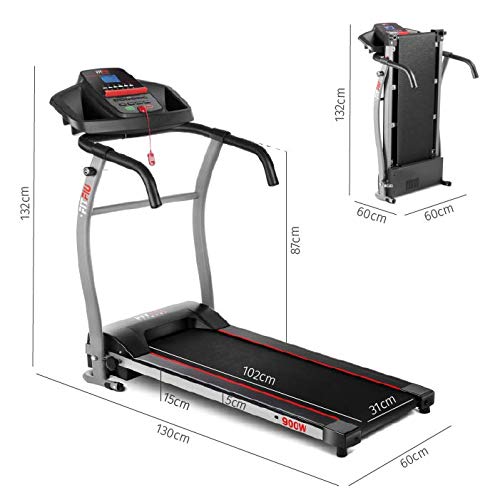 FITFIU Fitness MC 100 Cinta de Correr Eléctrica Plegable silenciosa Motor 900w hasta 10km/h, Pantalla LED, Velocidad Ajustable y Amortiguacion VCS, Unisex Adulto, Negro, 60x132x130cm