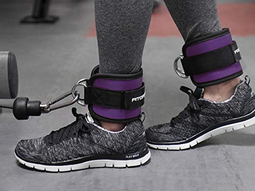 Fitgriff® Tobillera para Polea (Acolchado)- 2 Piezas Correas Tobillos Gym Cable Maquinas, Gimnasio, Fitness - Mujeres y Hombres - Purple