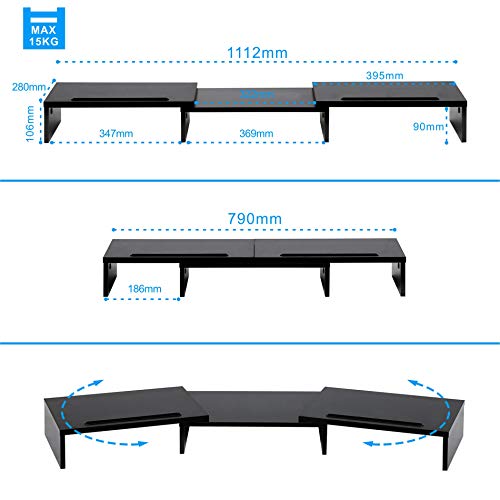 FITUEYES Elevador del Monitor Giratorio con Ranura de móvil Soporte de Madera para 2 monitores DT111101WB