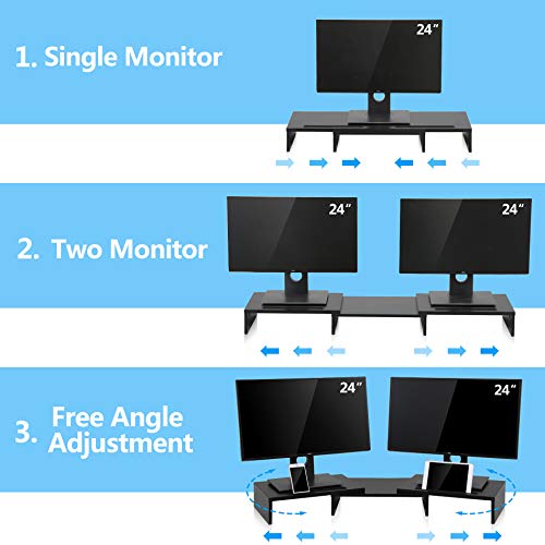 FITUEYES Elevador del Monitor Giratorio con Ranura de móvil Soporte de Madera para 2 monitores DT111101WB