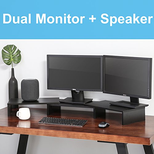 FITUEYES Elevador del Monitor Giratorio Soporte de Madera para 2 monitores DT108001WB