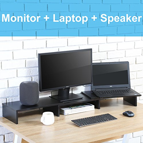 FITUEYES Elevador del Monitor Giratorio Soporte de Madera para 2 monitores DT108001WB